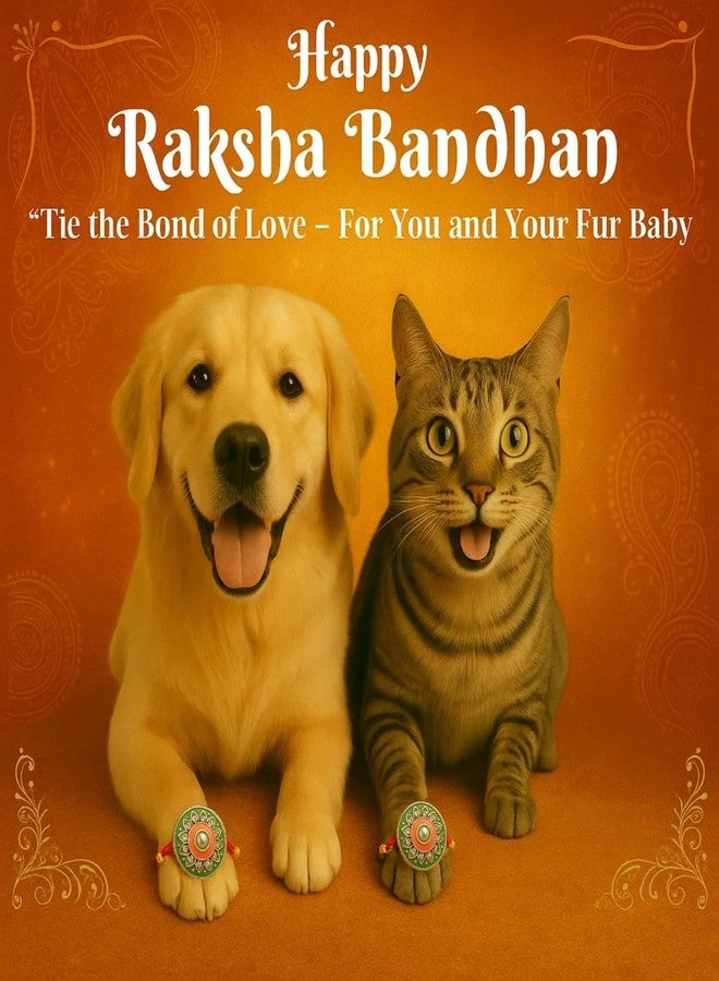 ويستيرن إرا راخي أنيق للحيوانات الأليفة من العصر الغربي للكلاب والقطط | رولي تشاول | هدية راكشا باندهان مصنوعة يدويًا لأخيك ذي الفراء | الحب والتقاليد والترابط | راخي بتصميم مميز | احتفل بالحب الرائع (النمط 23) - Image 2